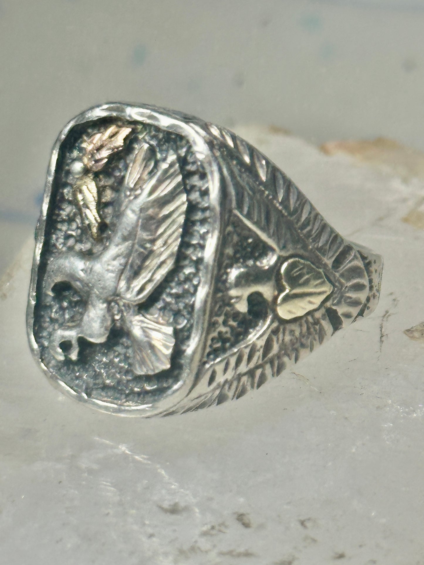 Eagle ring leaves heart band size 11.50 sterling silver women men