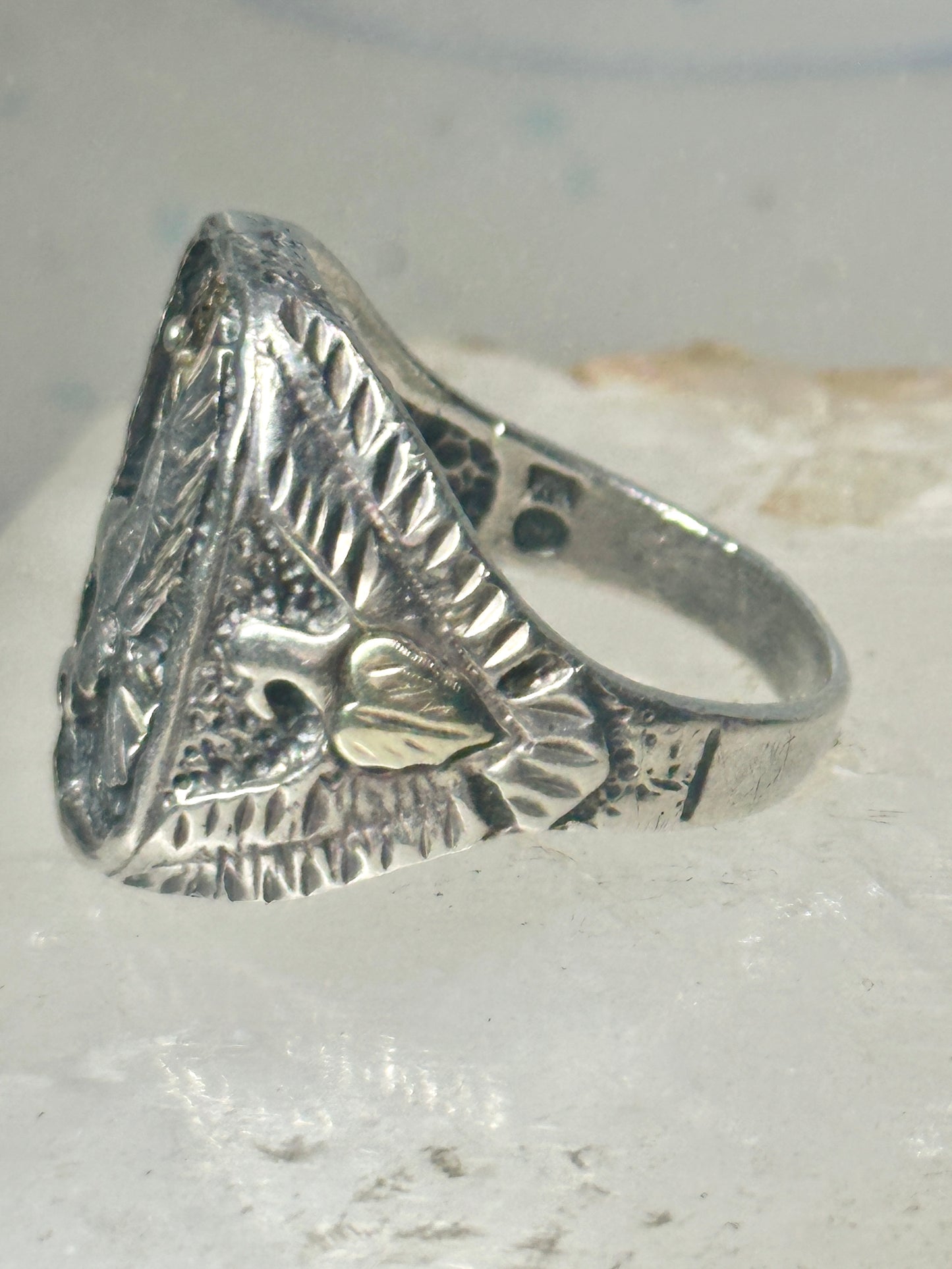 Eagle ring leaves heart band size 11.50 sterling silver women men