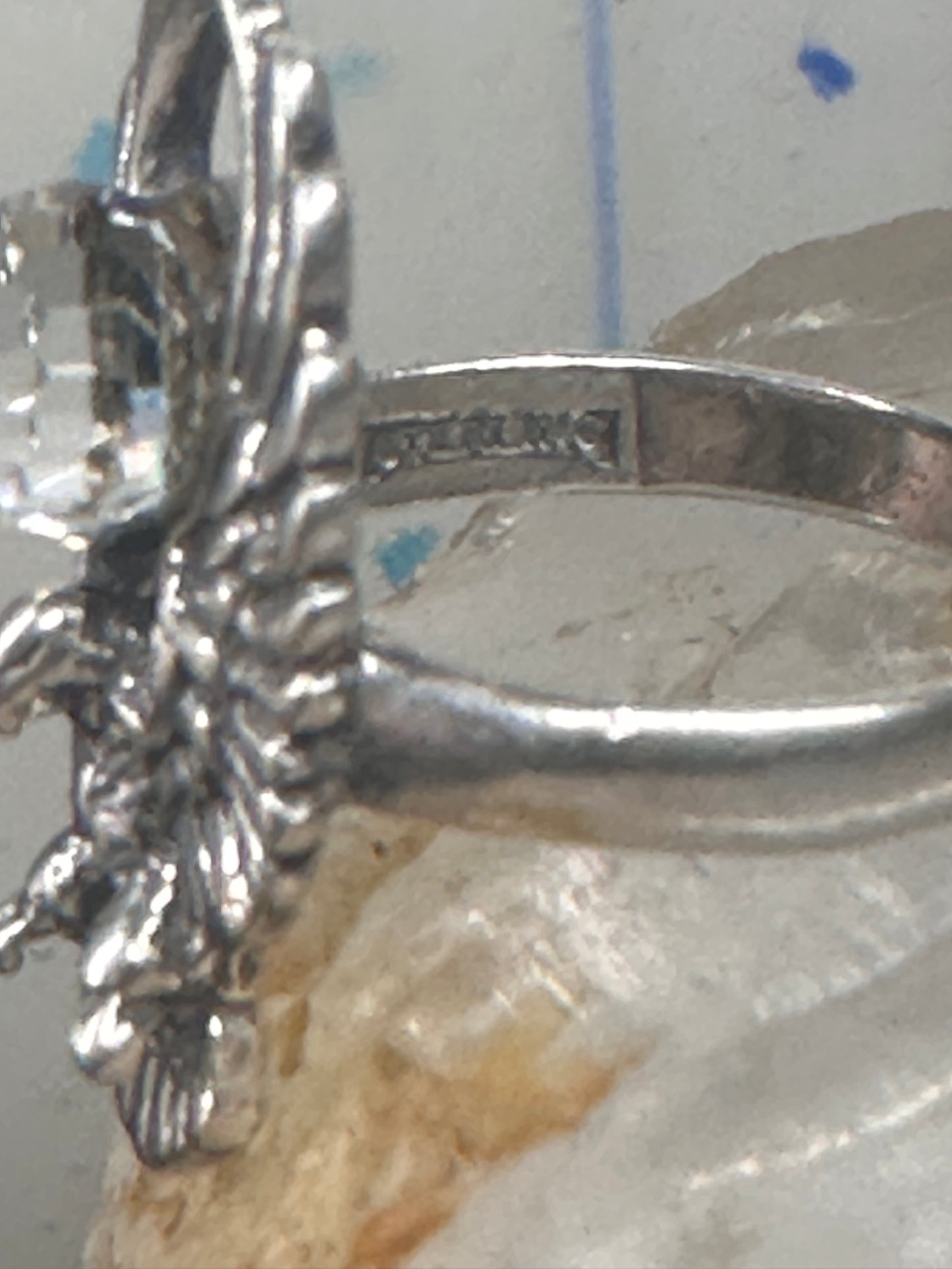 Eagle ring Crystal Rainbow prism orb by Shube size 4.50 pinky sterling silver band