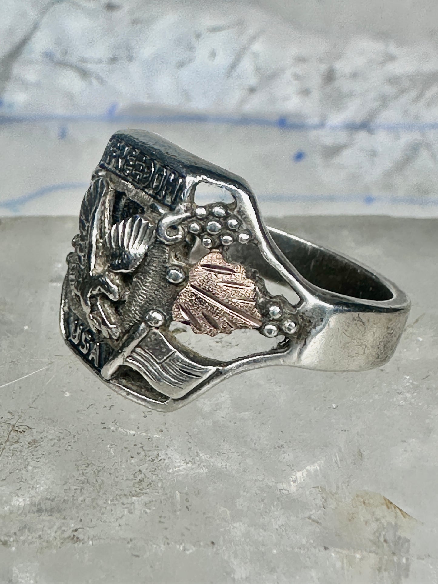 Freedom USA biker band Eagle size 10 mop sterling silver men