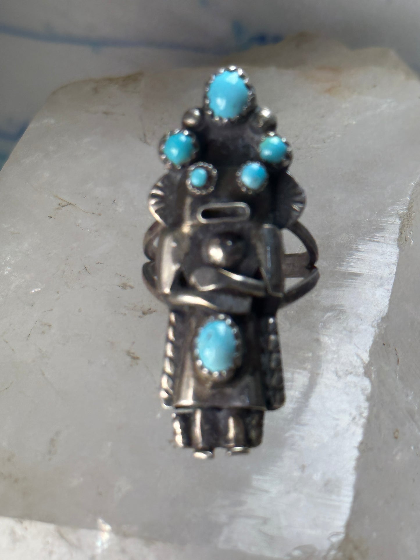 Kachina Ring size 5.75 Navajo turquoise sterling silver women men