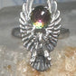 Eagle ring Crystal Rainbow prism orb by Shube size 4.50 pinky sterling silver band