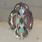Pollack Ring Pink Rhodonite Turquoise size 6 sterling silver women
