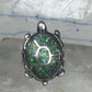 Turtle inlaid ring size 6 green turquoise chips band sterling silver southwestern women girls