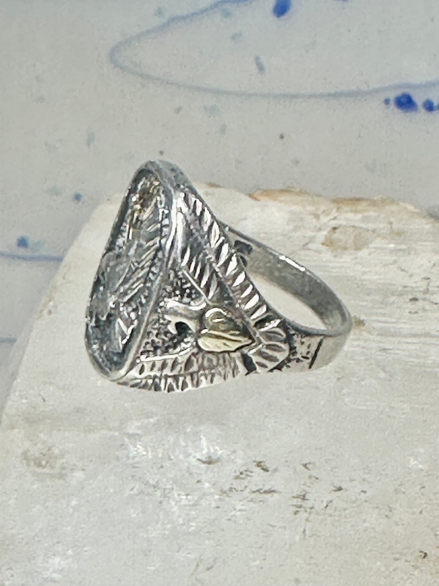 Eagle ring leaves heart band size 11.50 sterling silver women men