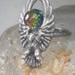 Eagle ring Crystal Rainbow prism orb by Shube size 4.50 pinky sterling silver band