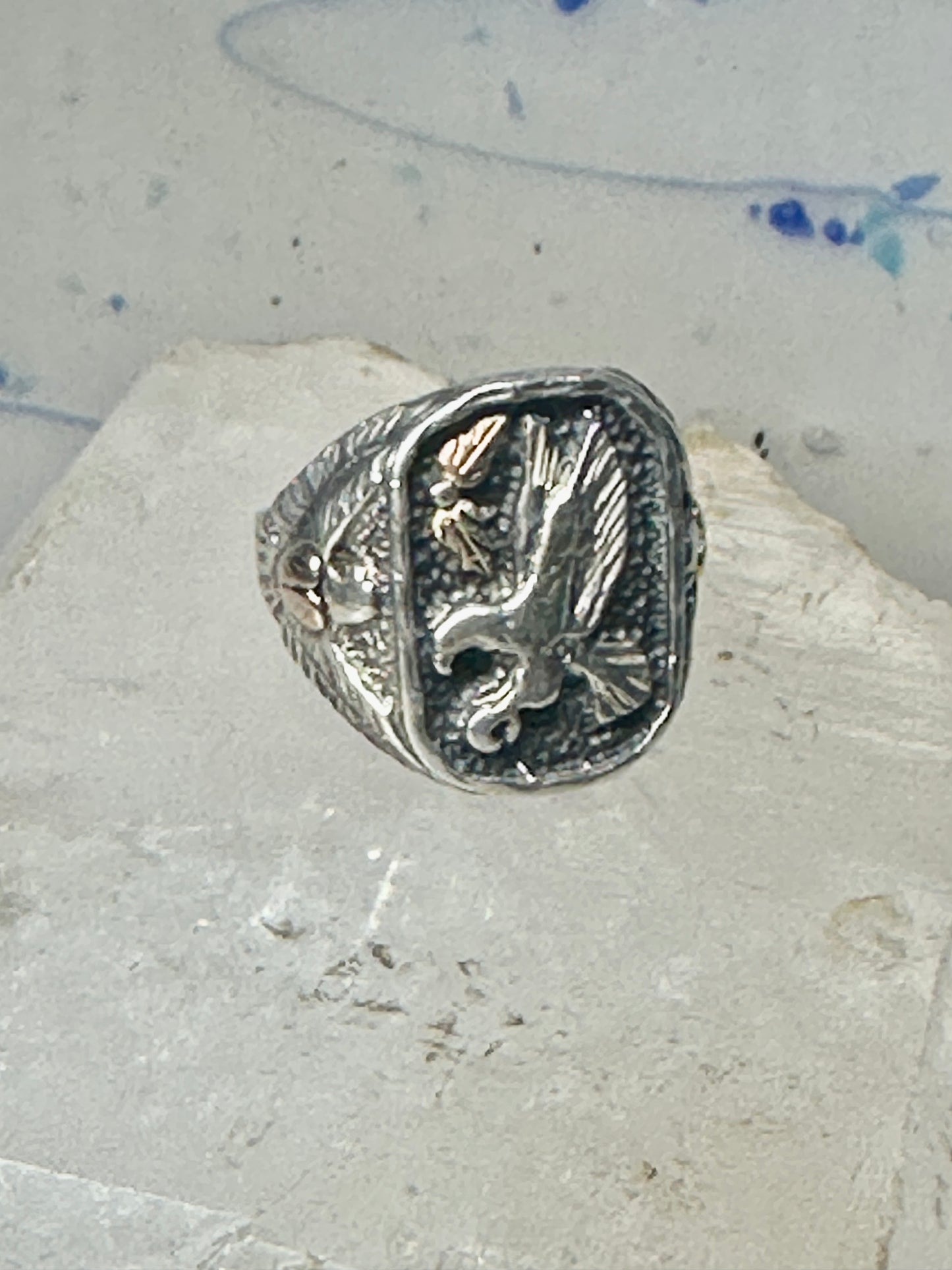 Eagle ring leaves heart band size 11.50 sterling silver women men