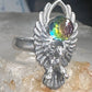 Eagle ring Crystal Rainbow prism orb by Shube size 4.50 pinky sterling silver band