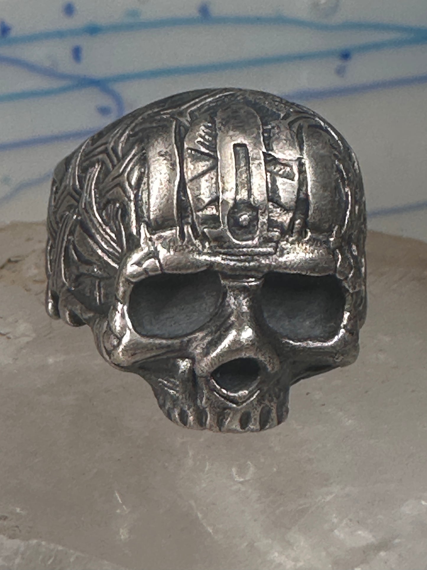 Skull ring memento mori 800 silver size 10.50 women men biker