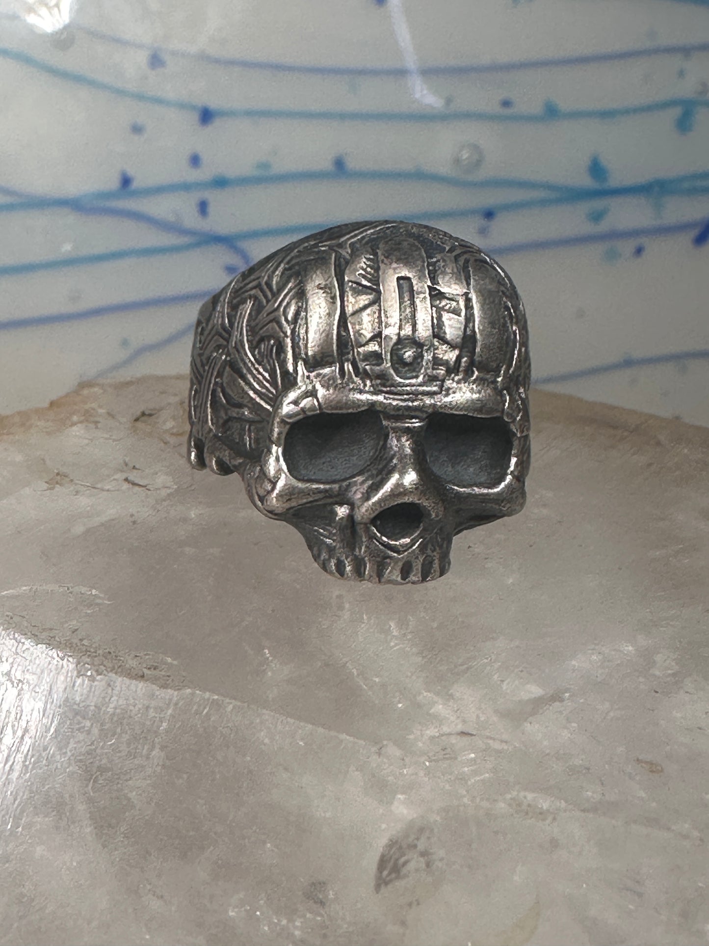 Skull ring memento mori 800 silver size 10.50 women men biker