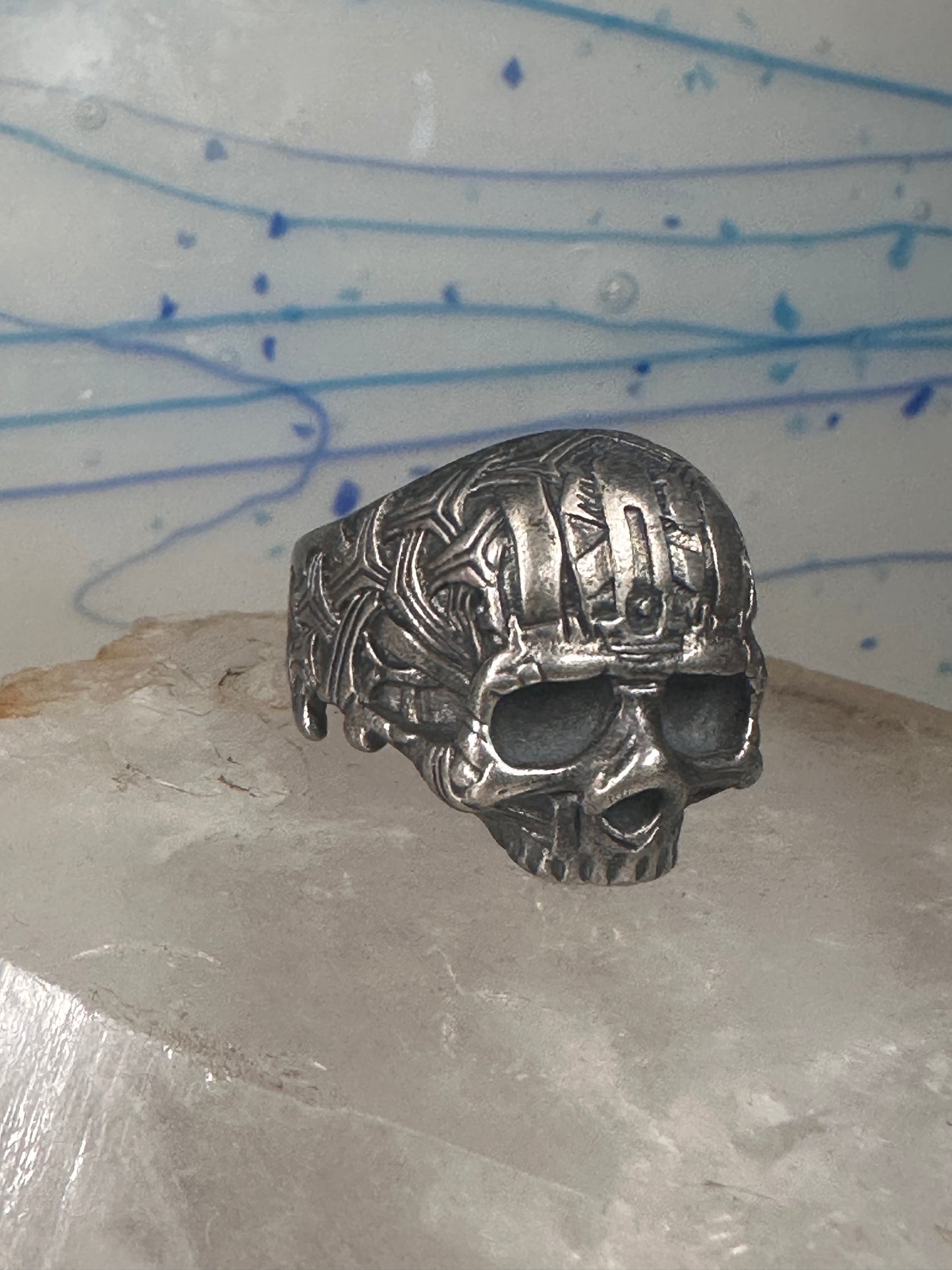 Skull ring memento mori 800 silver size 10.50 women men biker