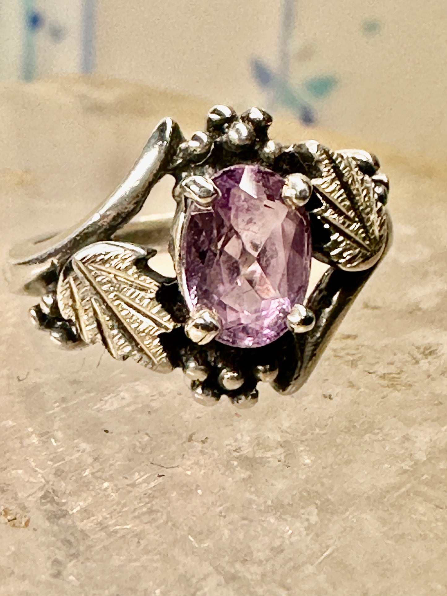 Black Hills Gold ring Wheeler leaves purple size 4.25 sterling silver women girls