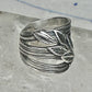 Cigar band leaves ring size 4.25 pinky sterling silver women girls