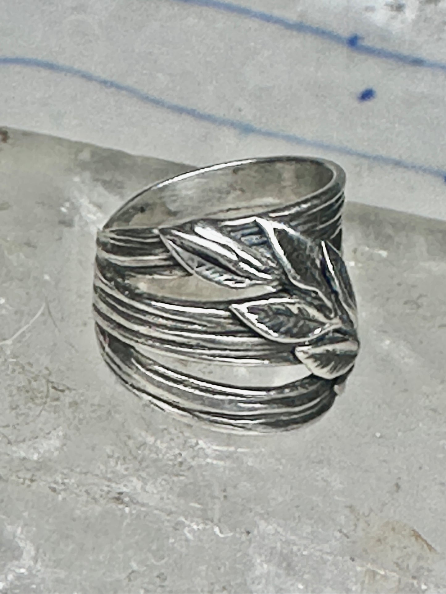 Cigar band leaves ring size 4.25 pinky sterling silver women girls