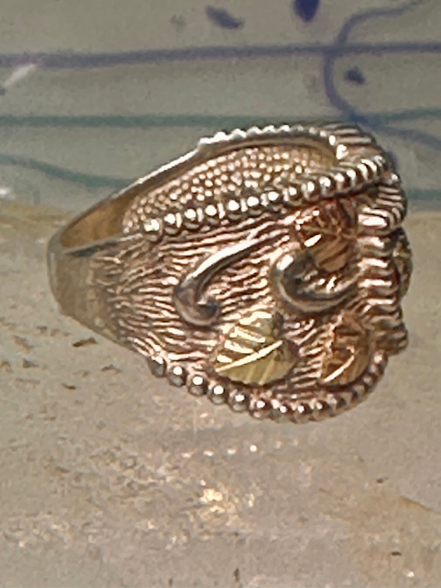 Black Hills Gold ring Floral leaves wrap band size 6.75 sterling silver women&nbsp;&nbsp;