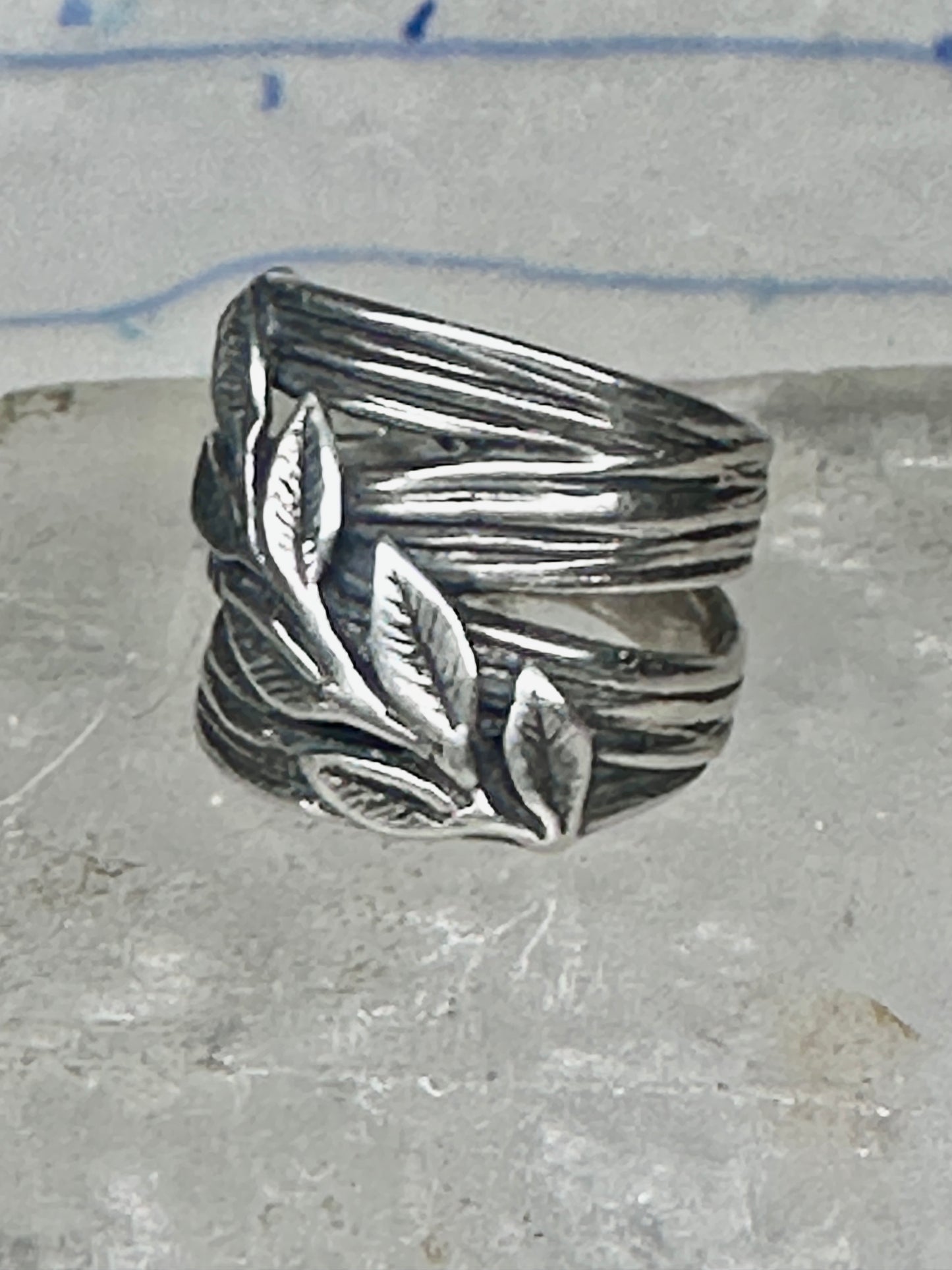 Cigar band leaves ring size 4.25 pinky sterling silver women girls
