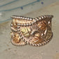 Black Hills Gold ring Floral leaves wrap band size 6.75 sterling silver women&nbsp;&nbsp;