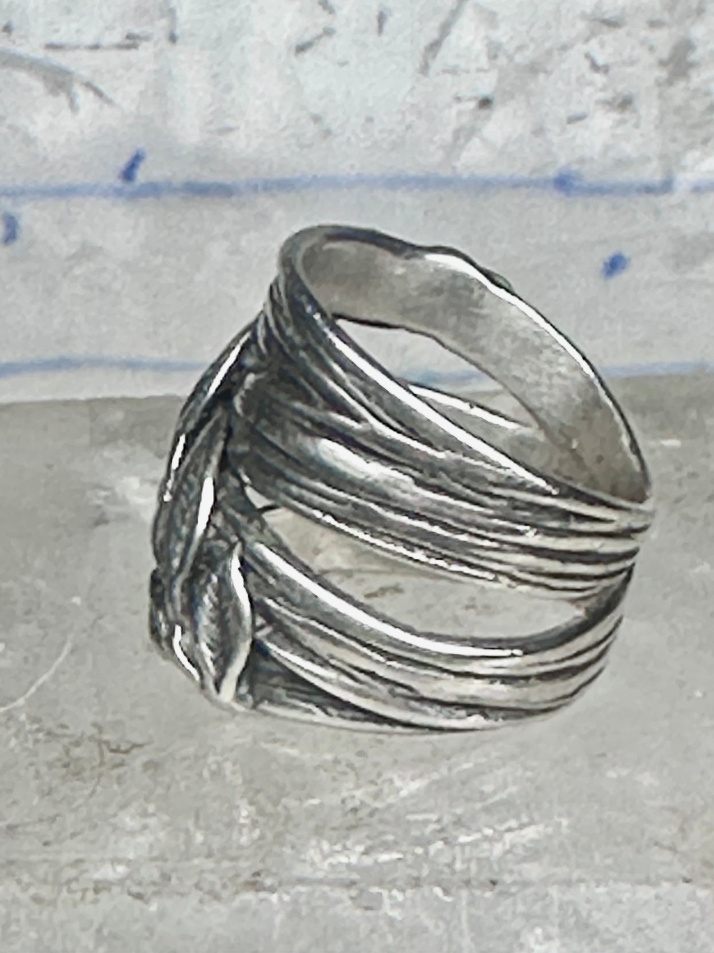 Cigar band leaves ring size 4.25 pinky sterling silver women girls