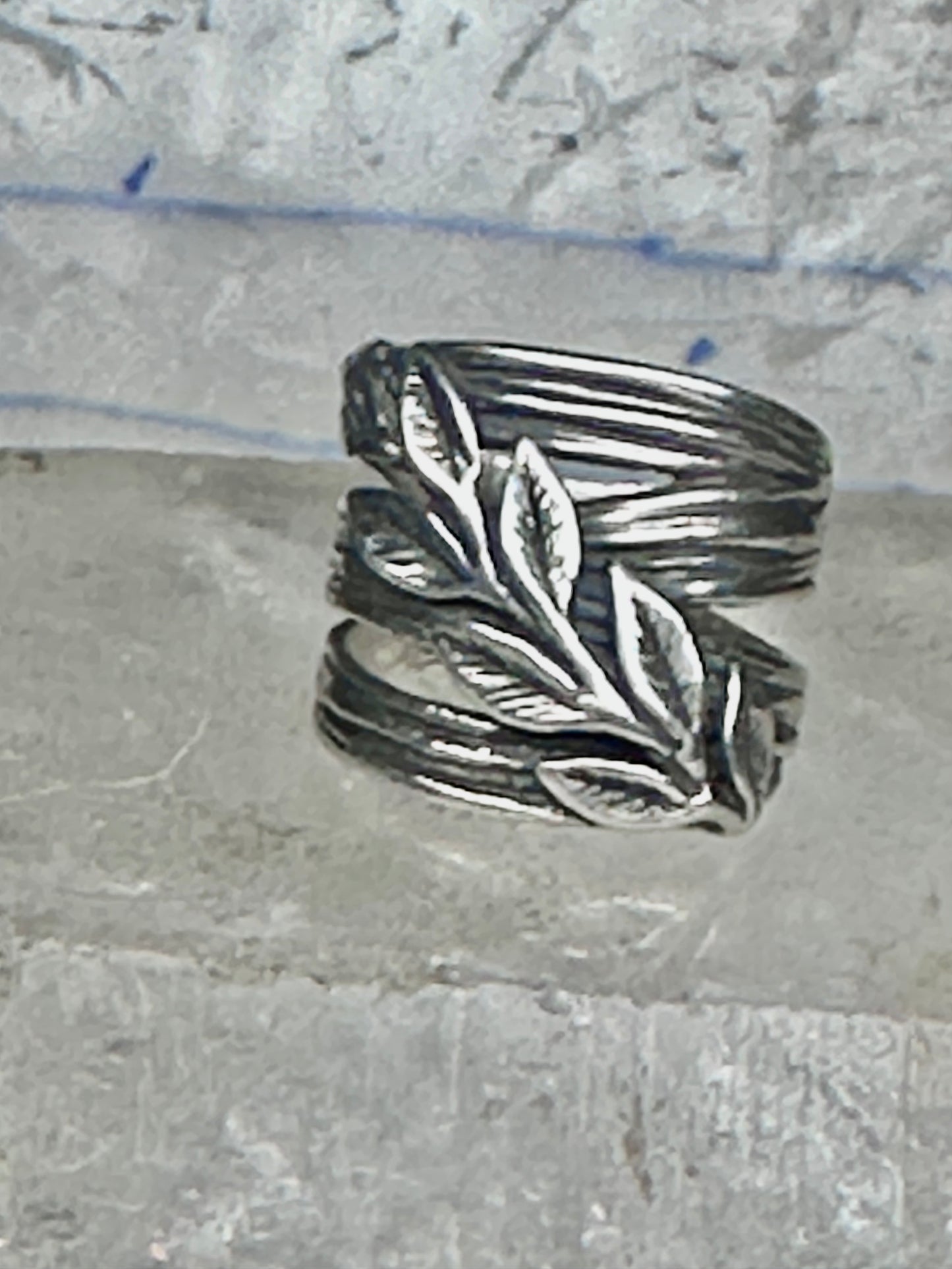 Cigar band leaves ring size 4.25 pinky sterling silver women girls