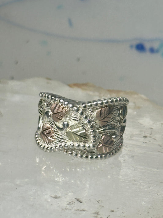 Black Hills Gold ring leaves band size 5.75 sterling silver women girls