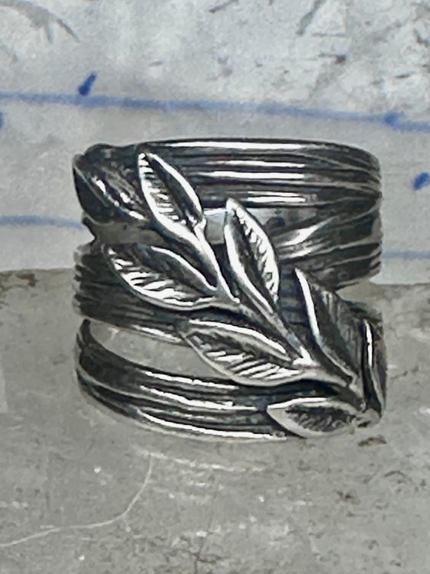 Cigar band leaves ring size 4.25 pinky sterling silver women girls