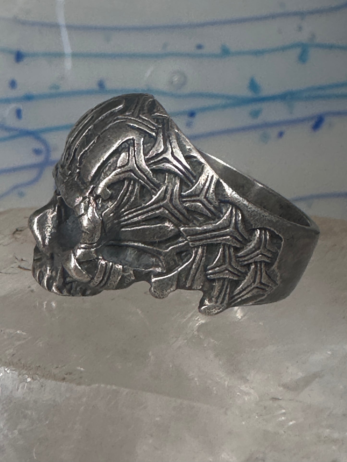 Skull ring memento mori 800 silver size 10.50 women men biker