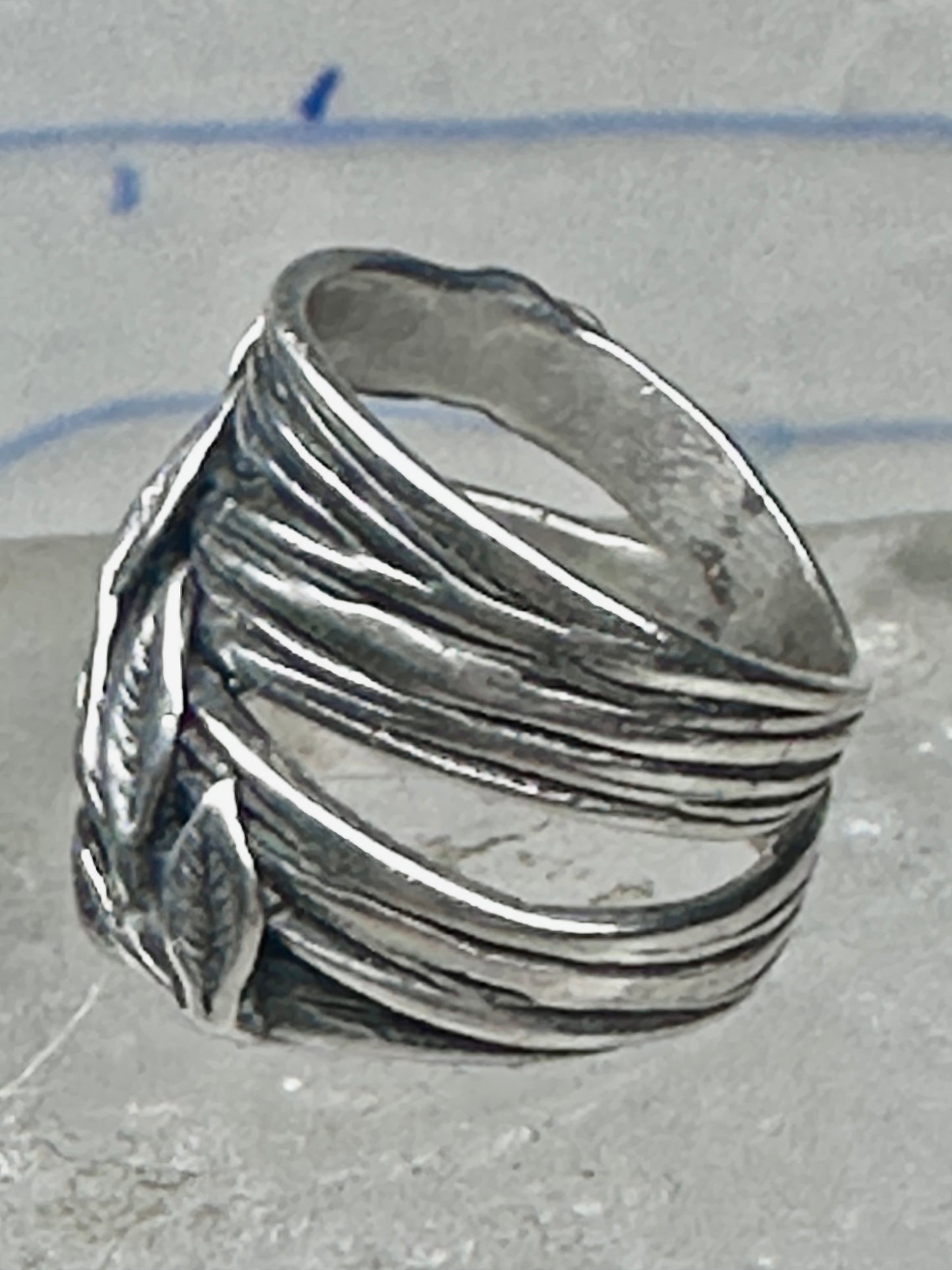 Cigar band leaves ring size 4.25 pinky sterling silver women girls