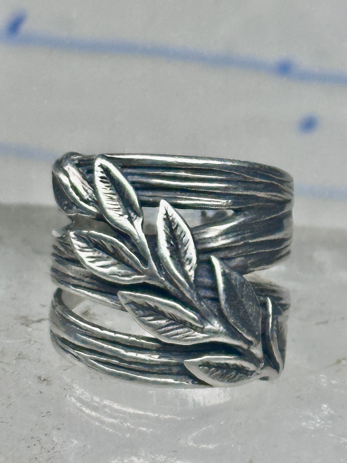 Cigar band leaves ring size 4.25 pinky sterling silver women girls