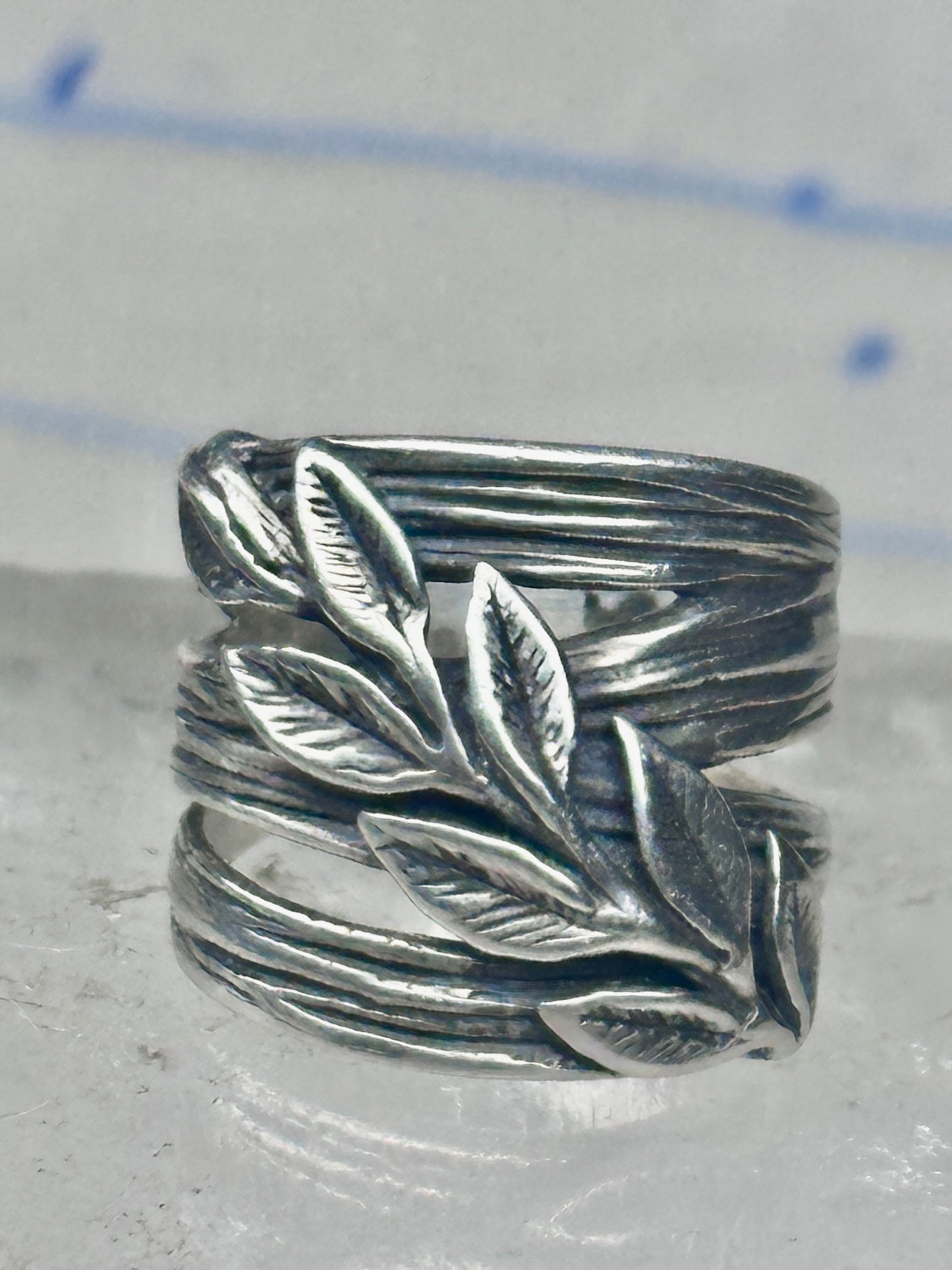Cigar band leaves ring size 4.25 pinky sterling silver women girls