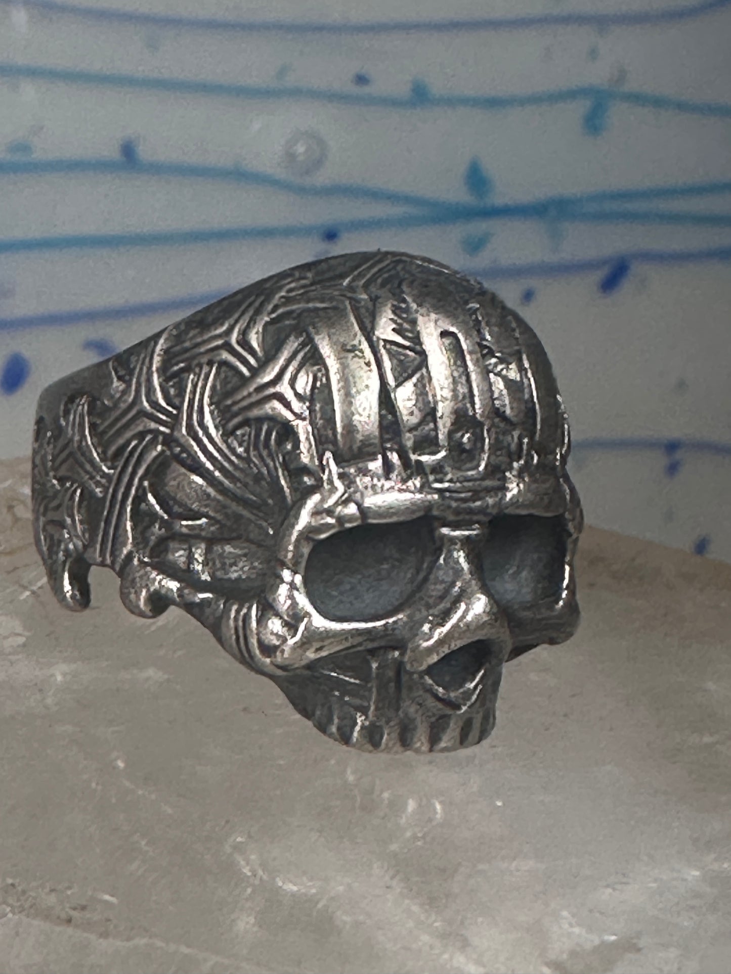 Skull ring memento mori 800 silver size 10.50 women men biker