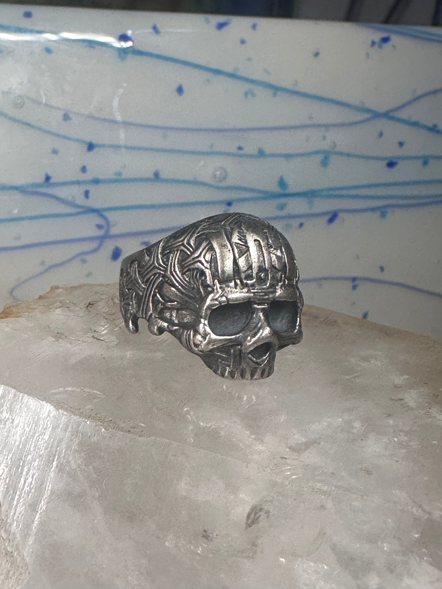 Skull ring memento mori 800 silver size 10.50 women men biker