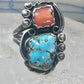 Navajo ring Turquoise Coral size 7 sterling silver women