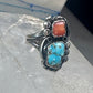 Navajo ring Turquoise Coral size 7 sterling silver women