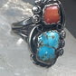 Navajo ring Turquoise Coral size 7 sterling silver women