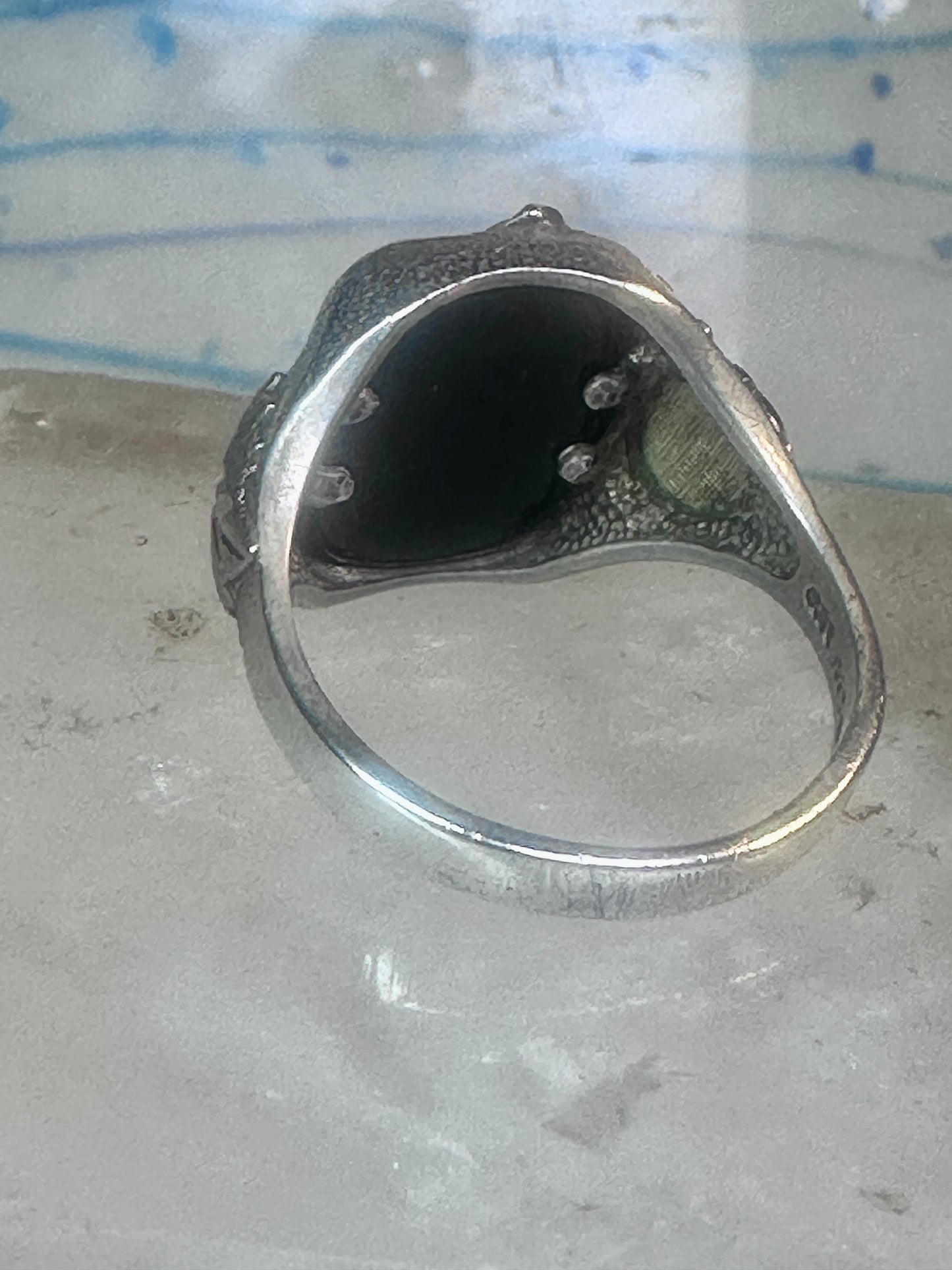 Black Hills Gold ring eagle band onyx leaves size 12 sterling silver women men