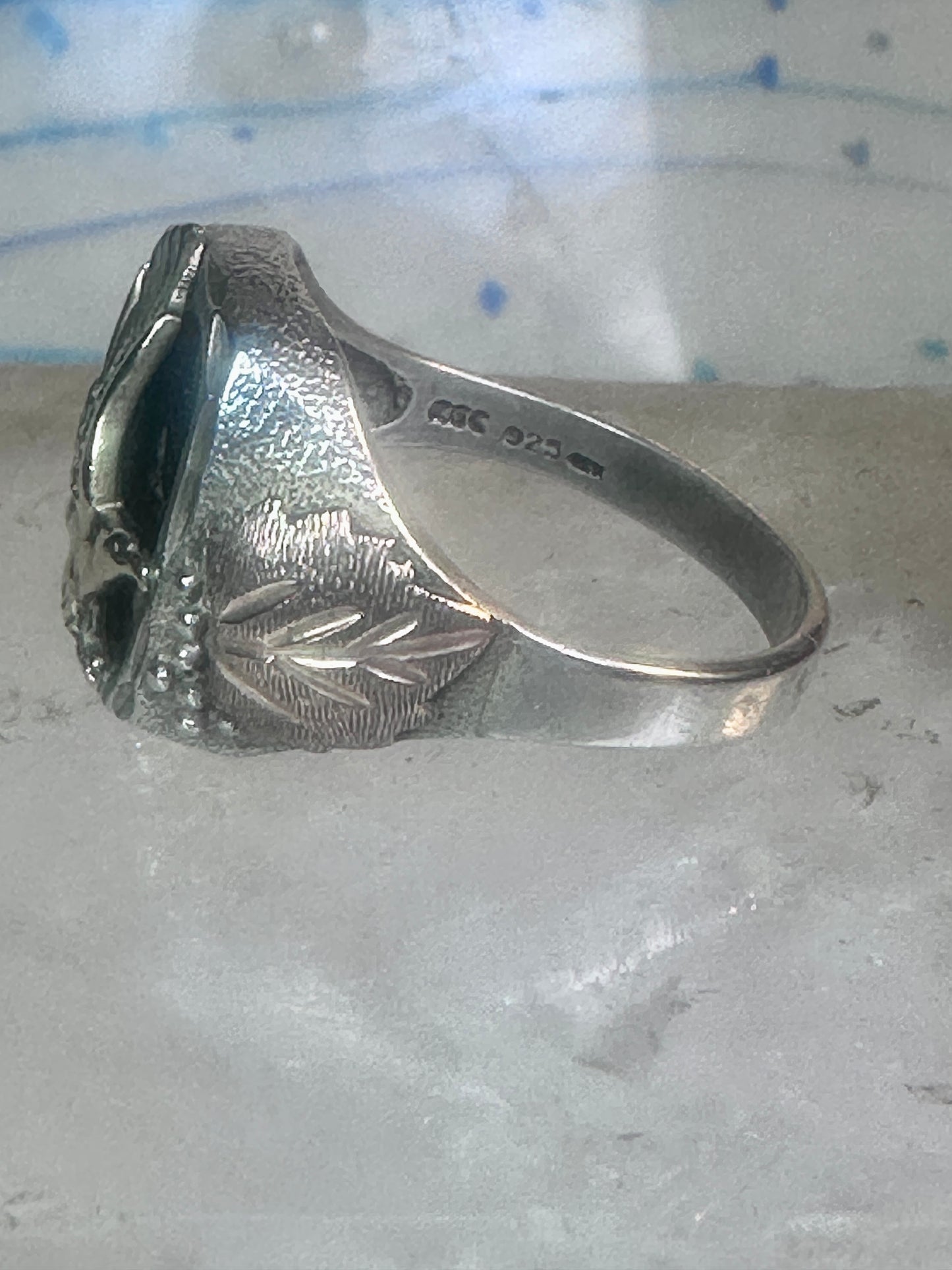 Black Hills Gold ring eagle band onyx leaves size 12 sterling silver women men