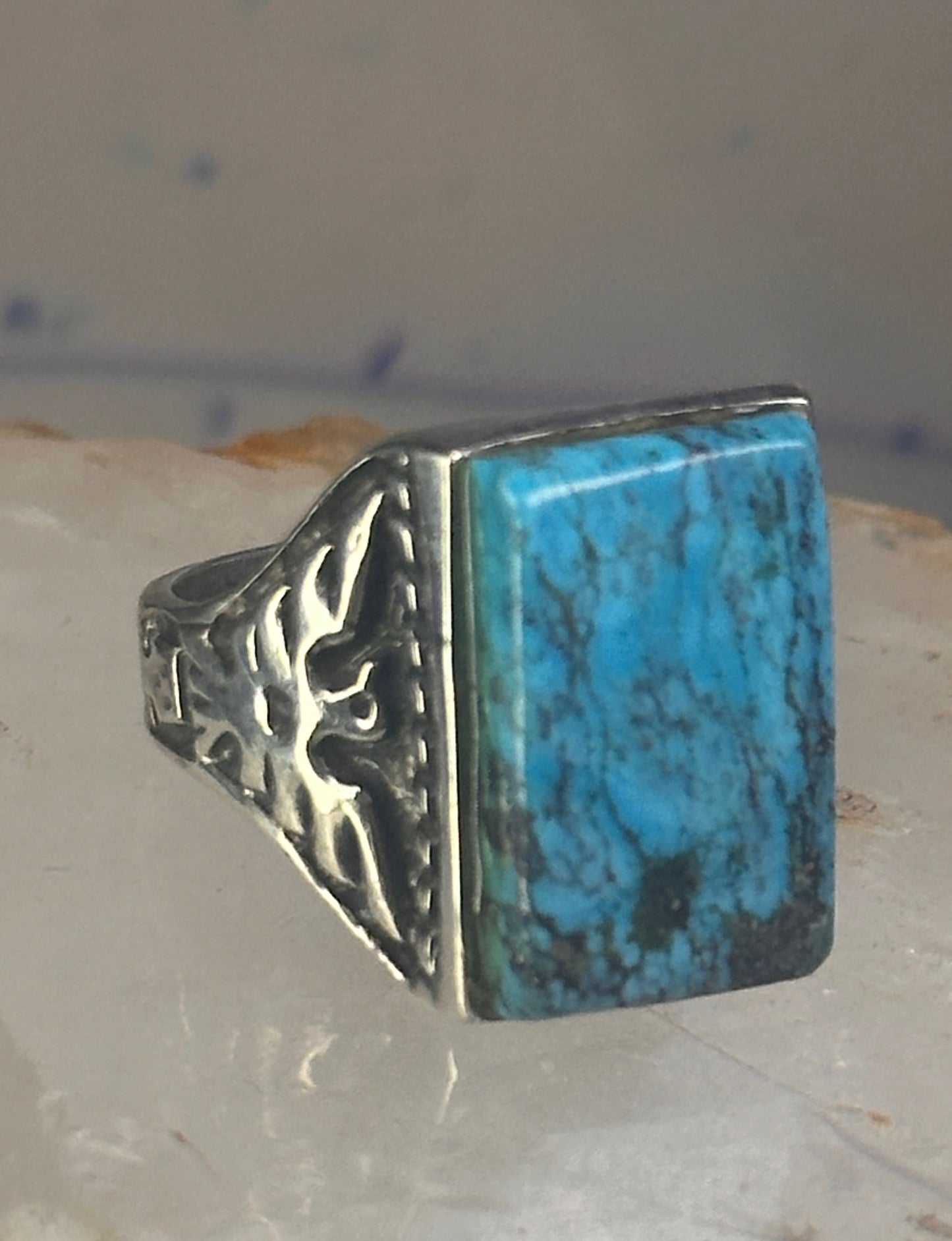 Navajo Phoenix ring Mudman Turquoise size 11 sterling silver women men