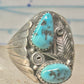 Navajo ring Turquoise band Floral leaves size 10.50 sterling silver women men