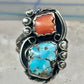 Navajo ring Turquoise Coral size 7 sterling silver women