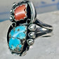 Navajo ring Turquoise Coral size 7 sterling silver women