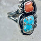 Navajo ring Turquoise Coral size 7 sterling silver women