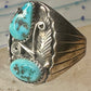 Navajo ring Turquoise band Floral leaves size 10.50 sterling silver women men