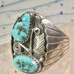 Navajo ring Turquoise band Floral leaves size 10.50 sterling silver women men