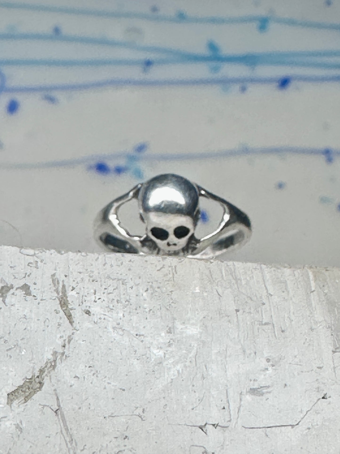 Skull ring biker band size 5 pinky sterling silver women girls