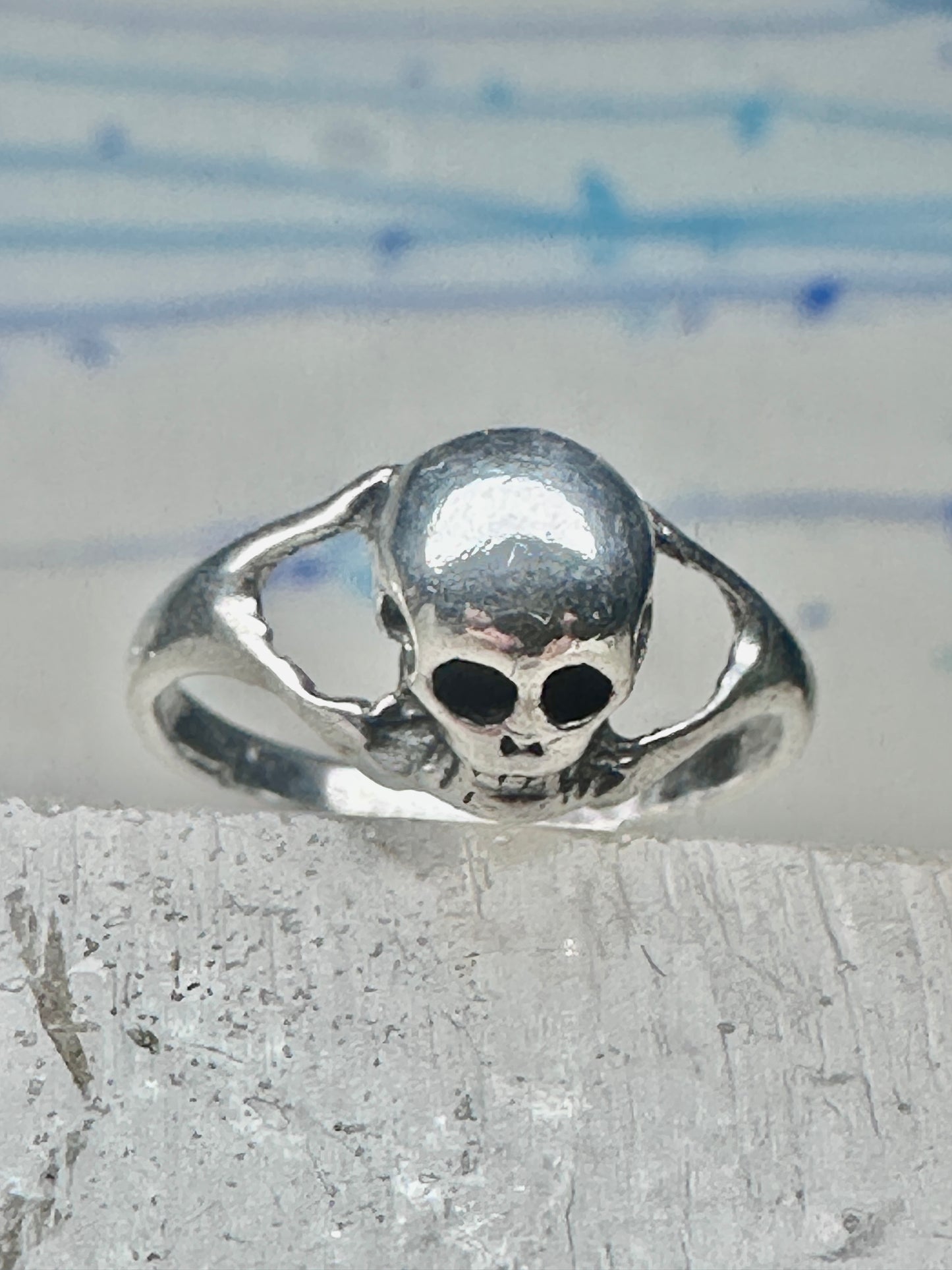 Skull ring biker band size 5 pinky sterling silver women girls