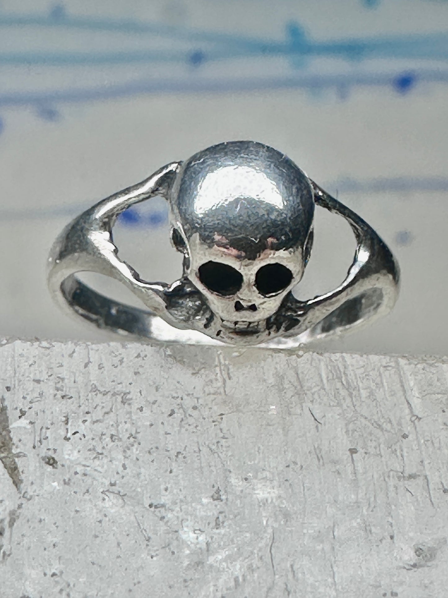 Skull ring biker band size 5 pinky sterling silver women girls