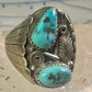 Navajo ring Turquoise band Floral leaves size 10.50 sterling silver women men