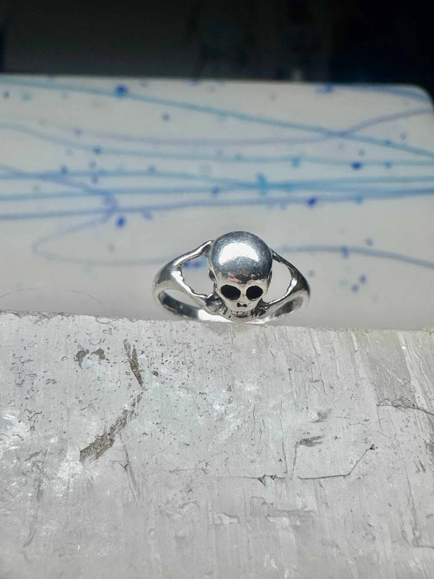 Skull ring biker band size 5 pinky sterling silver women girls