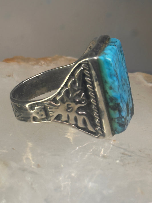 Navajo Phoenix ring Mudman Turquoise size 11 sterling silver women men