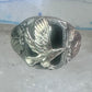 Black Hills Gold ring eagle band onyx leaves size 12 sterling silver women men